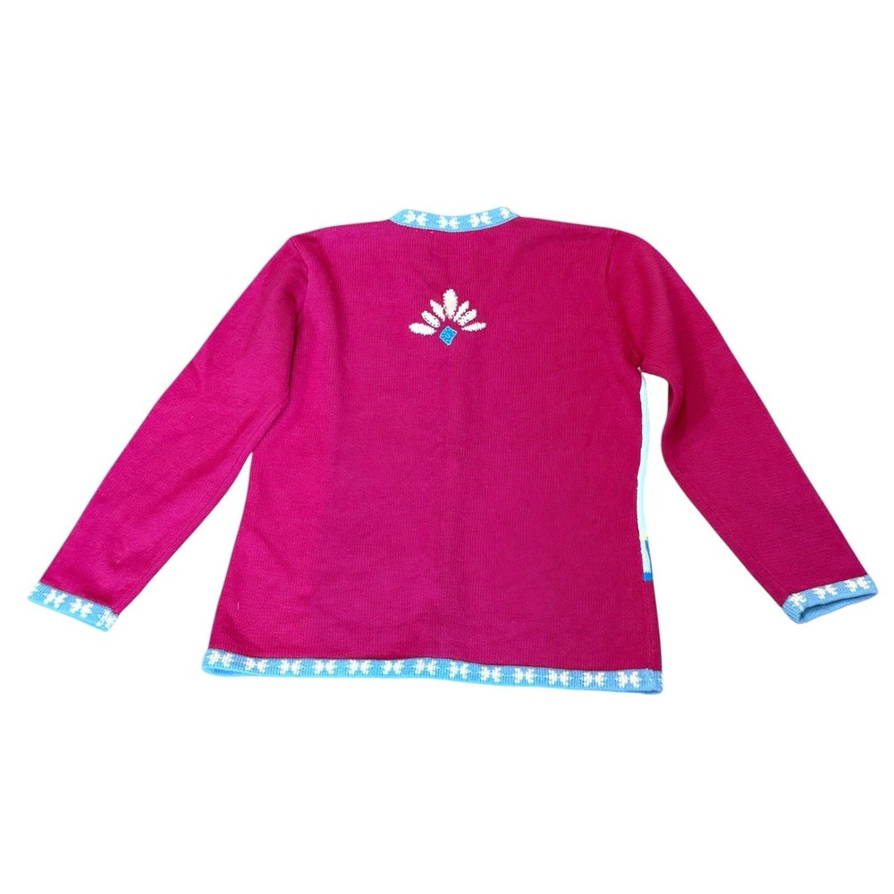 Storybook Knits Patchwork Colorful Sweater Cardigan Sz M Embroidered Floral - Picture 5 of 8